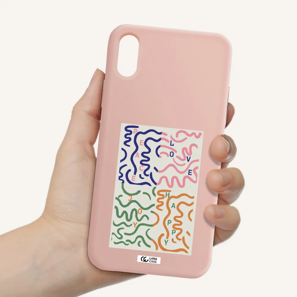 Peace,Love,Joy,Happy Apple iPhone X Silicone pastel pink Case