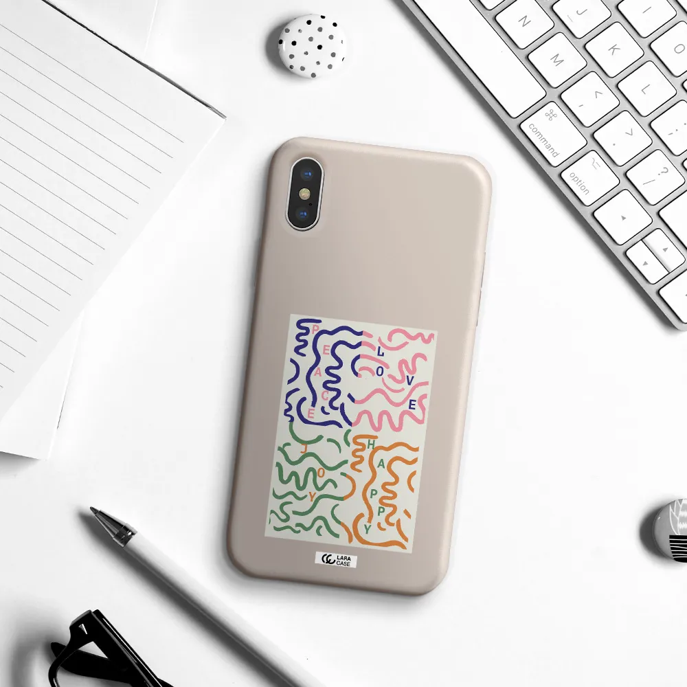 Peace,Love,Joy,Happy Apple iPhone X Silicone Stone Case