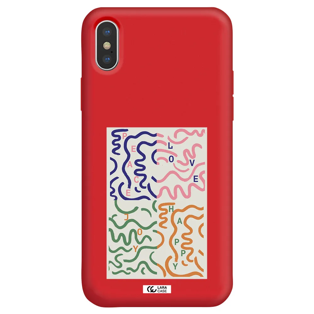 Peace,Love,Joy,Happy Apple iPhone XS Silicone Imperial Red Case