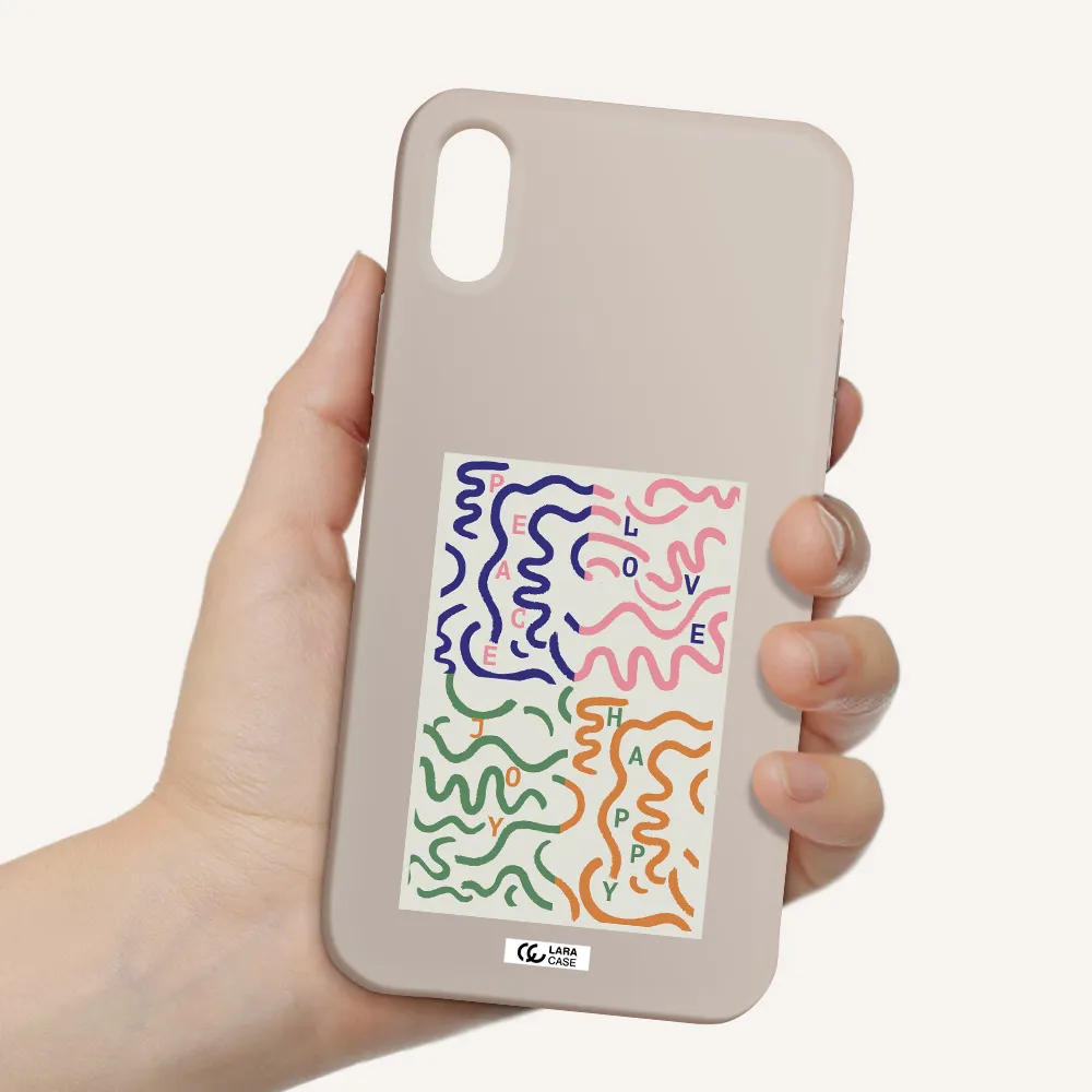 Peace,Love,Joy,Happy Apple iPhone XS Silicone Stone Case
