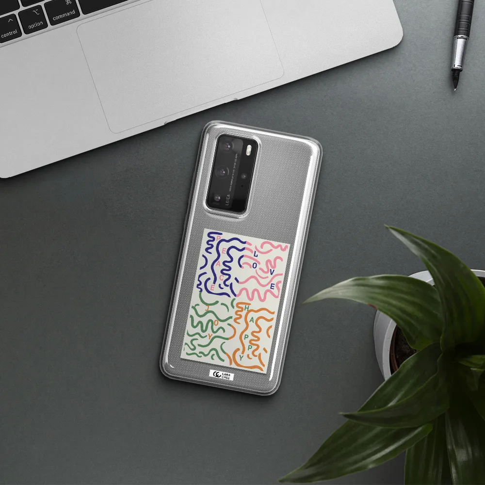 Peace,Love,Joy,Happy Huawei P40 Pro Clear TPU Case