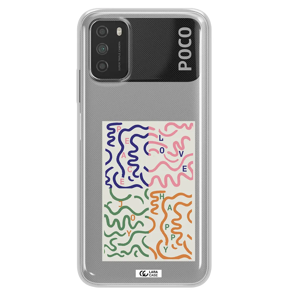 Peace,Love,Joy,Happy Xiaomi Poco M3 Clear TPU Case
