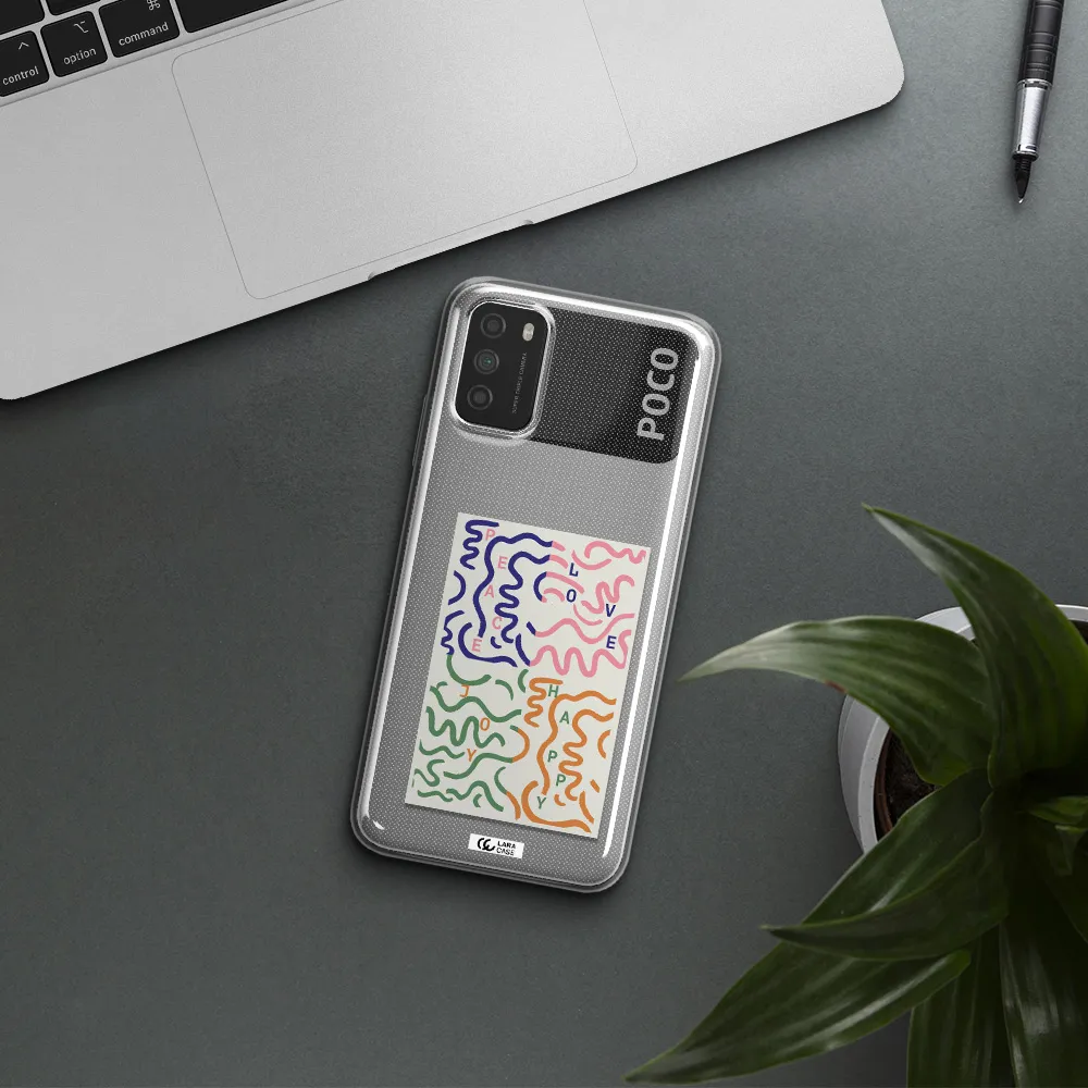 Peace,Love,Joy,Happy Xiaomi Poco M3 Clear TPU Case