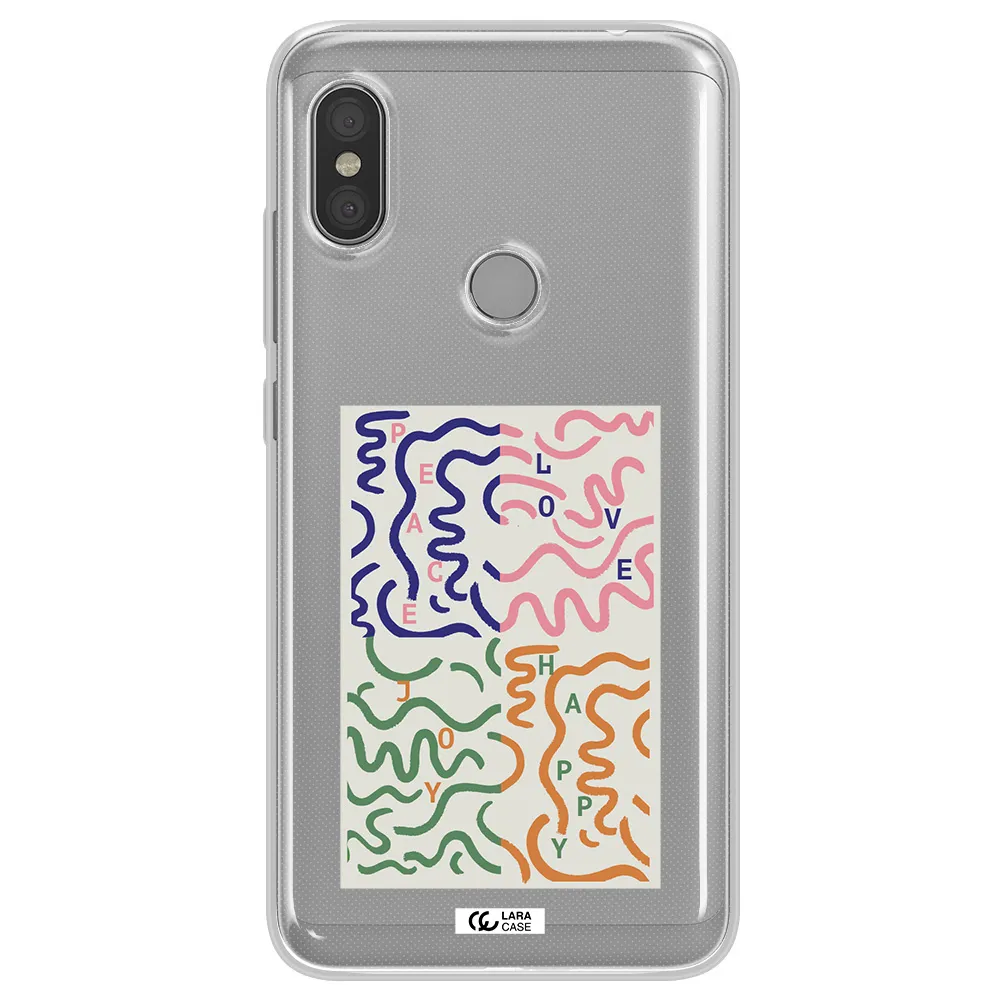 Peace,Love,Joy,Happy Xiaomi Redmi Note 6 Pro Clear TPU Case