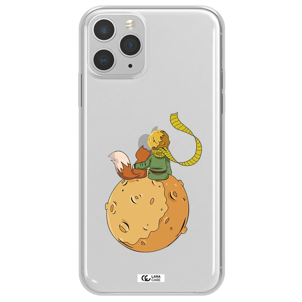 a cartoon of a fox and a fox sitting on a planet Apple iPhone 11 pro Clear TPU Case
