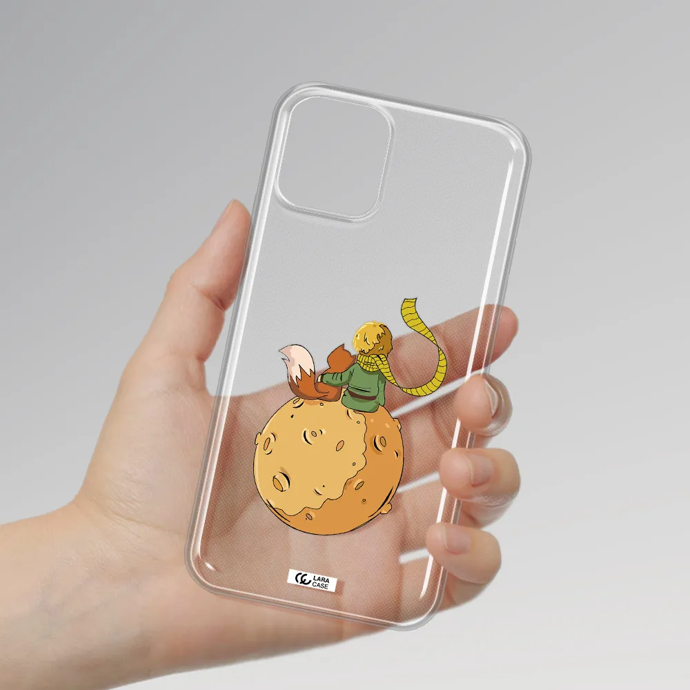 a cartoon of a fox and a fox sitting on a planet Apple iPhone 11 pro max Clear TPU Case