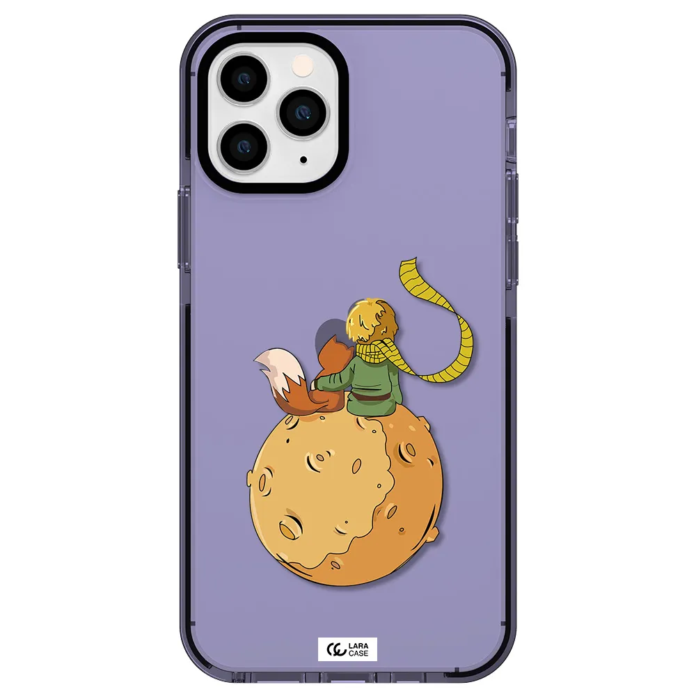 a cartoon of a fox and a fox sitting on a planet Apple iPhone 11 pro max impact Lilac Case