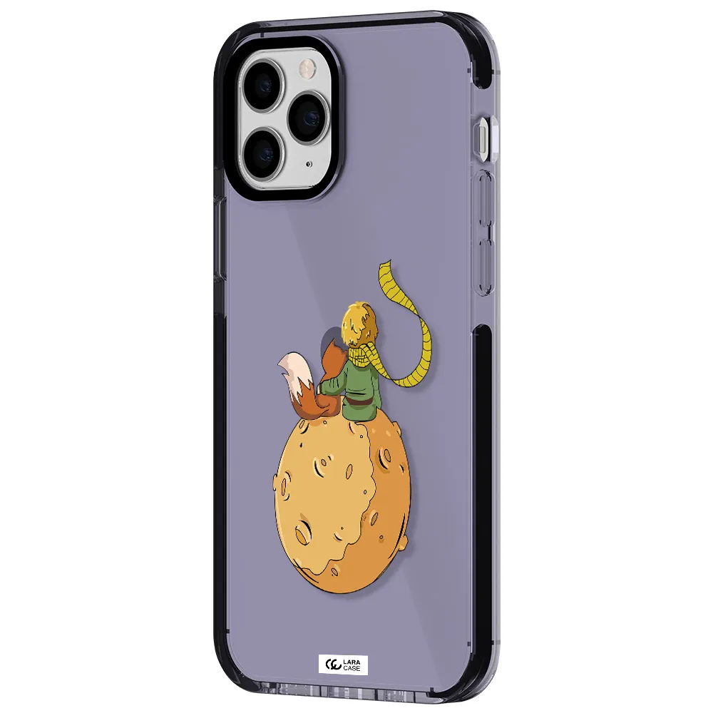 a cartoon of a fox and a fox sitting on a planet Apple iPhone 11 pro max impact Lilac Case