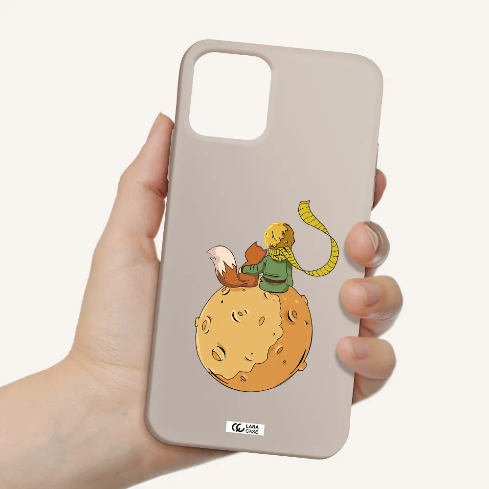 a cartoon of a fox and a fox sitting on a planet Apple iPhone 11 pro max Silicone Stone Case