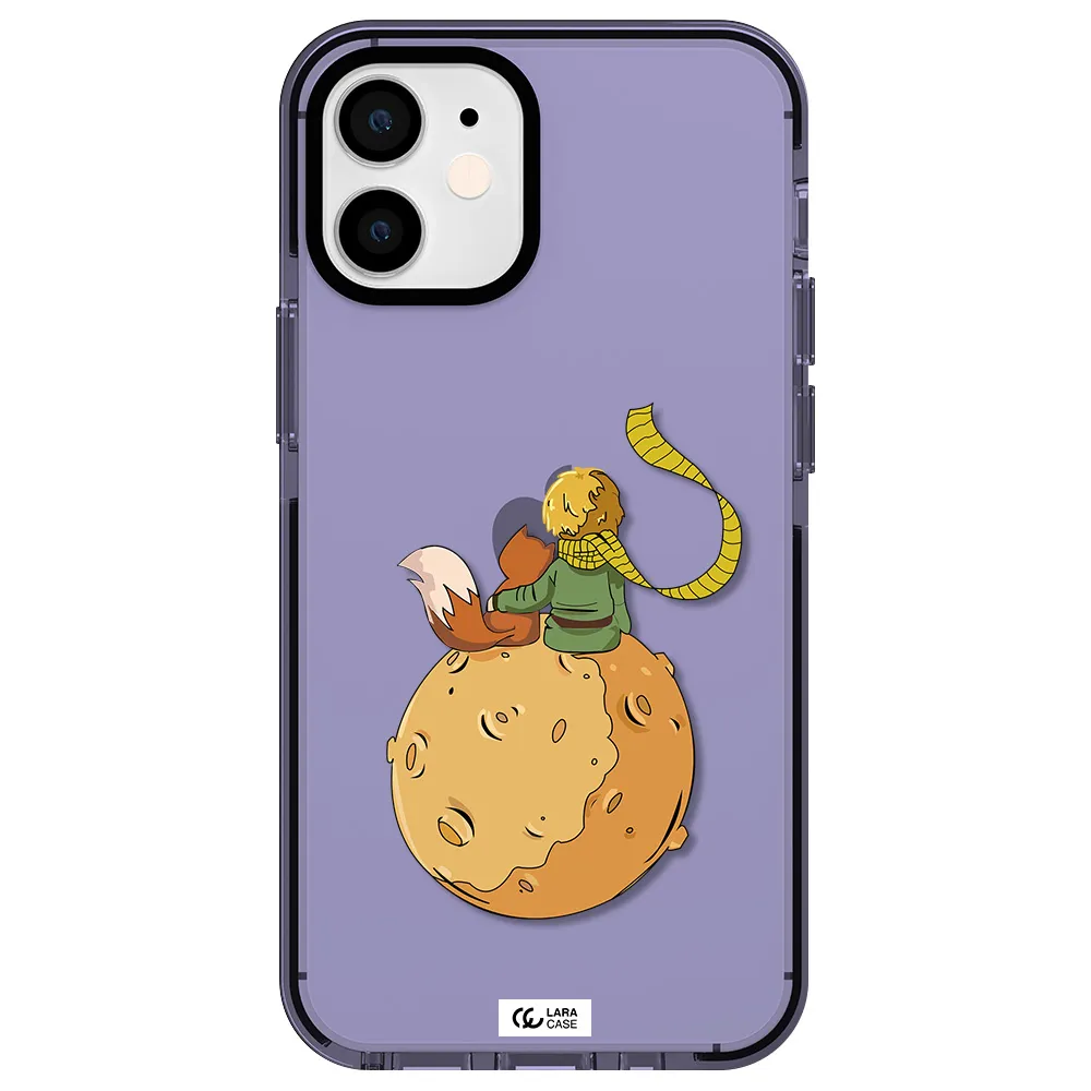 a cartoon of a fox and a fox sitting on a planet Apple iPhone 12 mini impact Lilac Case