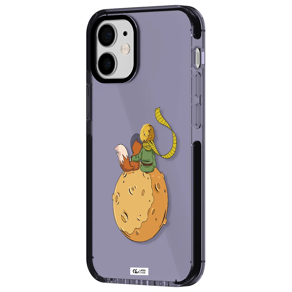 a cartoon of a fox and a fox sitting on a planet Apple iPhone 12 mini impact Lilac Case