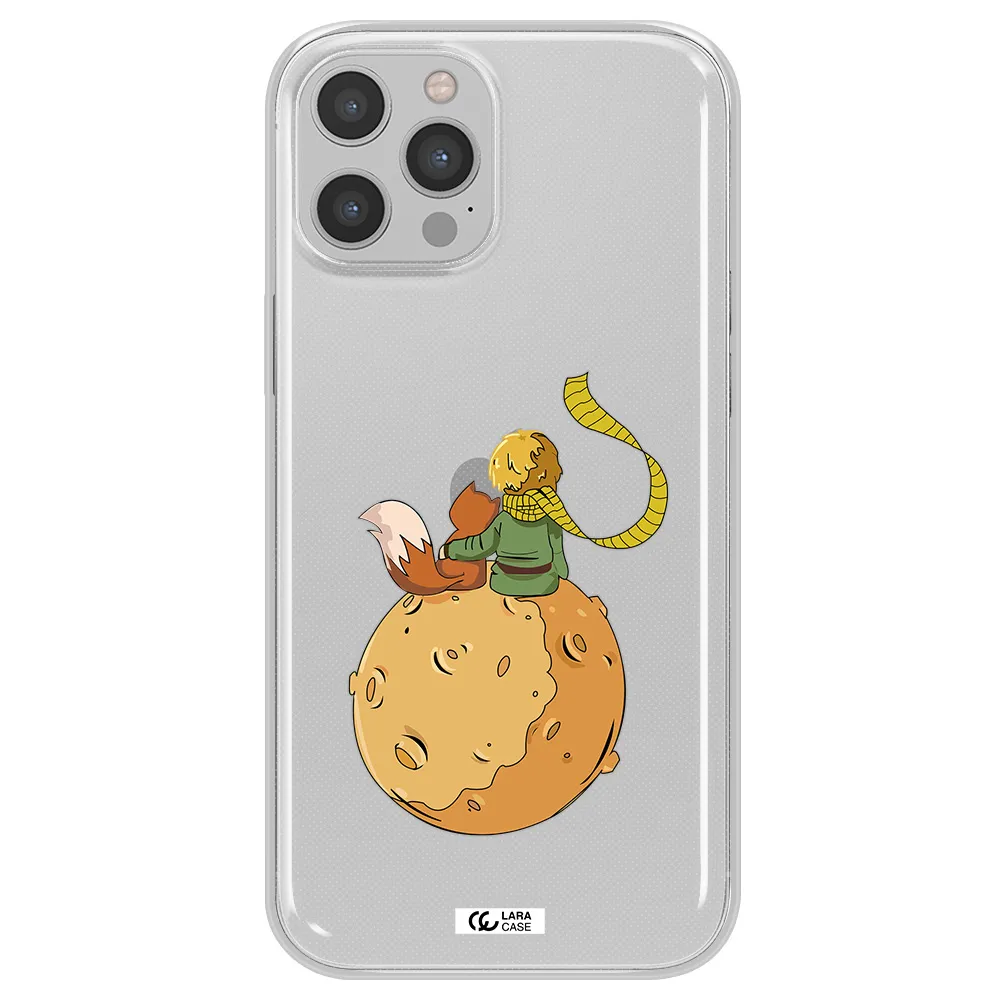 a cartoon of a fox and a fox sitting on a planet Apple iPhone 12 pro Clear TPU Case