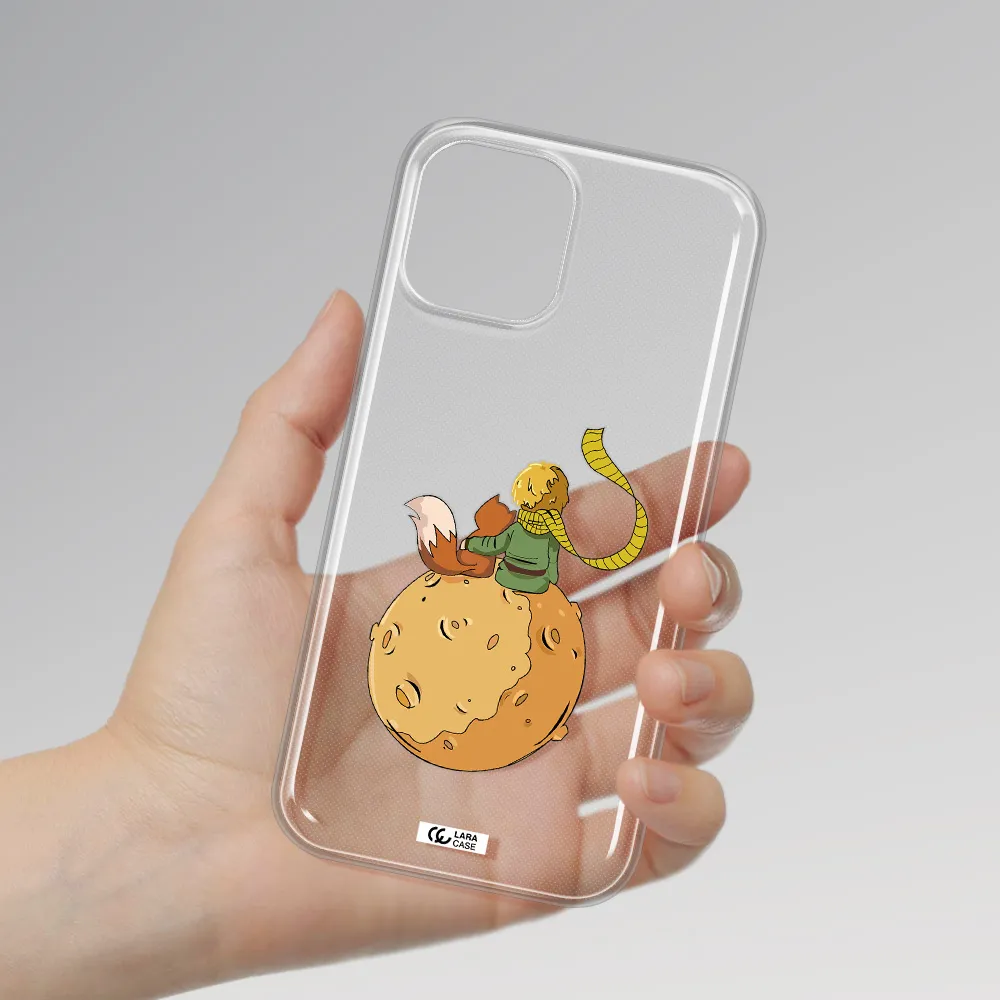 a cartoon of a fox and a fox sitting on a planet Apple iPhone 12 pro max Clear TPU Case