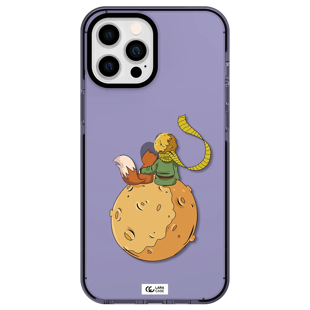 a cartoon of a fox and a fox sitting on a planet Apple iPhone 12 pro max impact Lilac Case