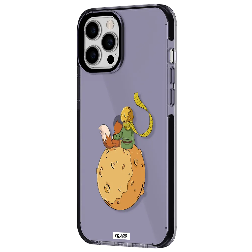 a cartoon of a fox and a fox sitting on a planet Apple iPhone 12 pro max impact Lilac Case