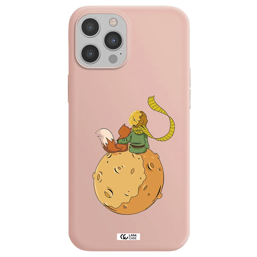 a cartoon of a fox and a fox sitting on a planet Apple iPhone 12 pro Silicone pastel pink Case