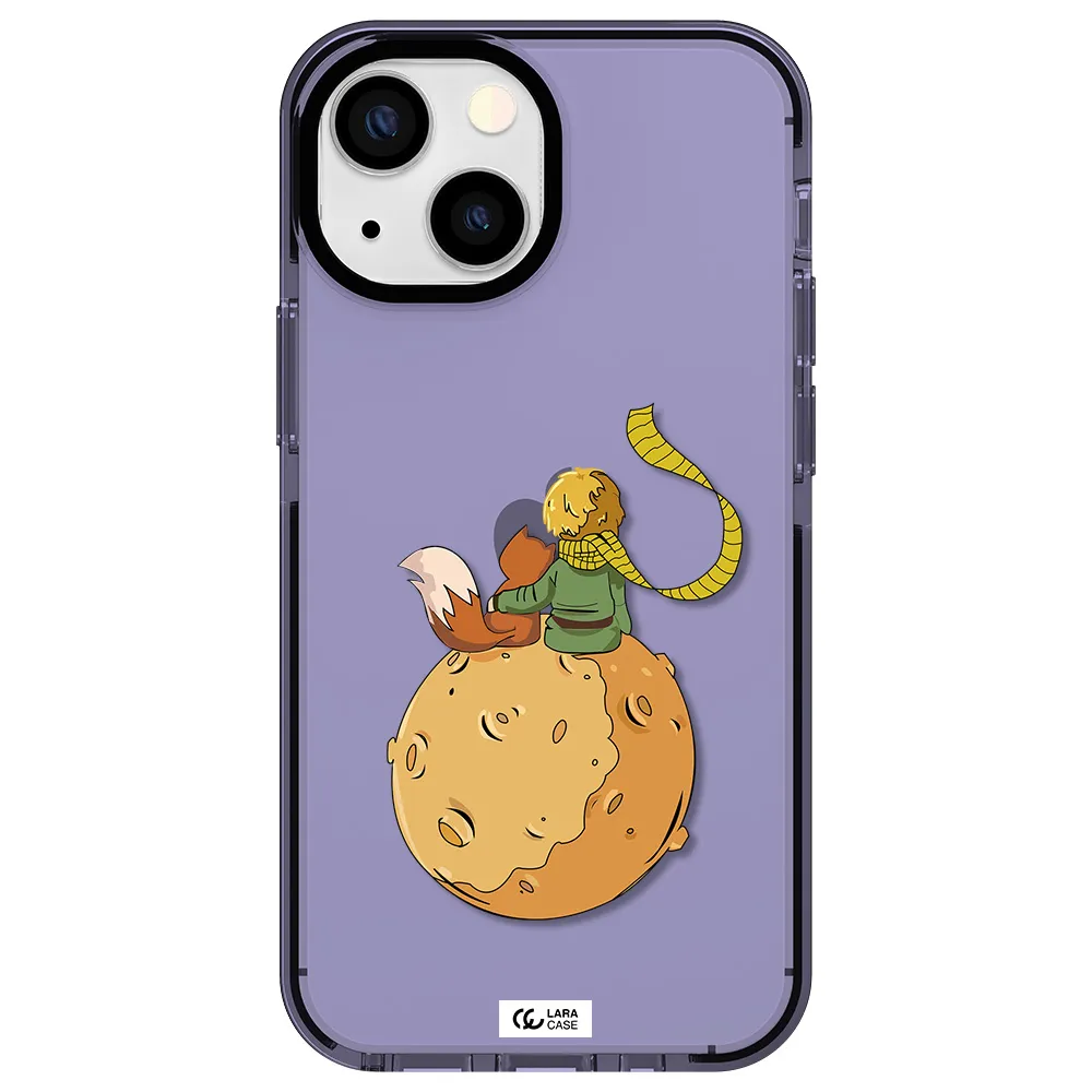 a cartoon of a fox and a fox sitting on a planet Apple iPhone 13 mini impact Lilac Case