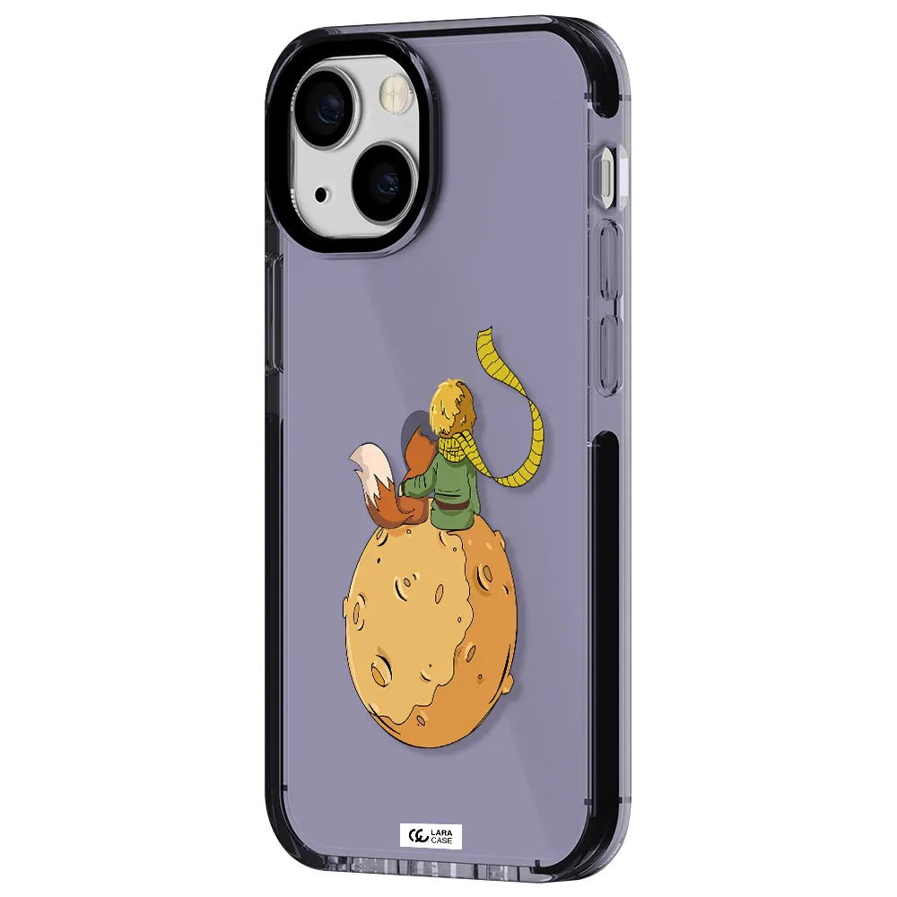 a cartoon of a fox and a fox sitting on a planet Apple iPhone 13 mini impact Lilac Case