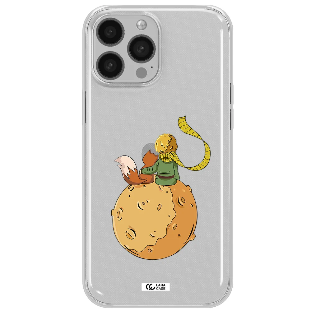 a cartoon of a fox and a fox sitting on a planet Apple iPhone 13 Pro Clear TPU Case
