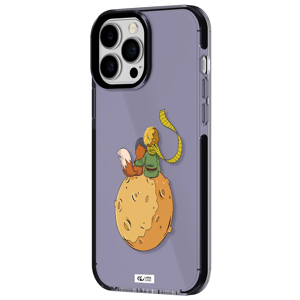 a cartoon of a fox and a fox sitting on a planet Apple iPhone 13 Pro Max impact Lilac Case