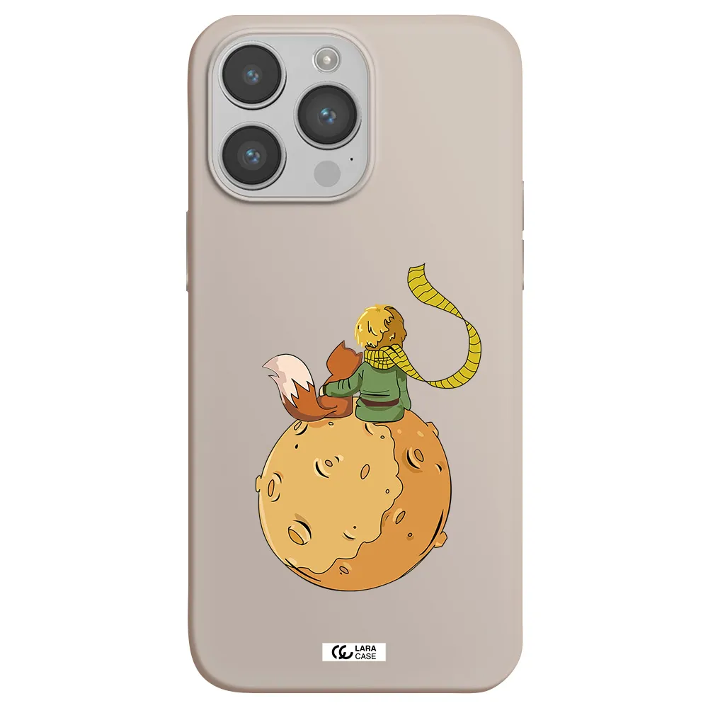 a cartoon of a fox and a fox sitting on a planet Apple iPhone 14 pro max Silicone Stone Case
