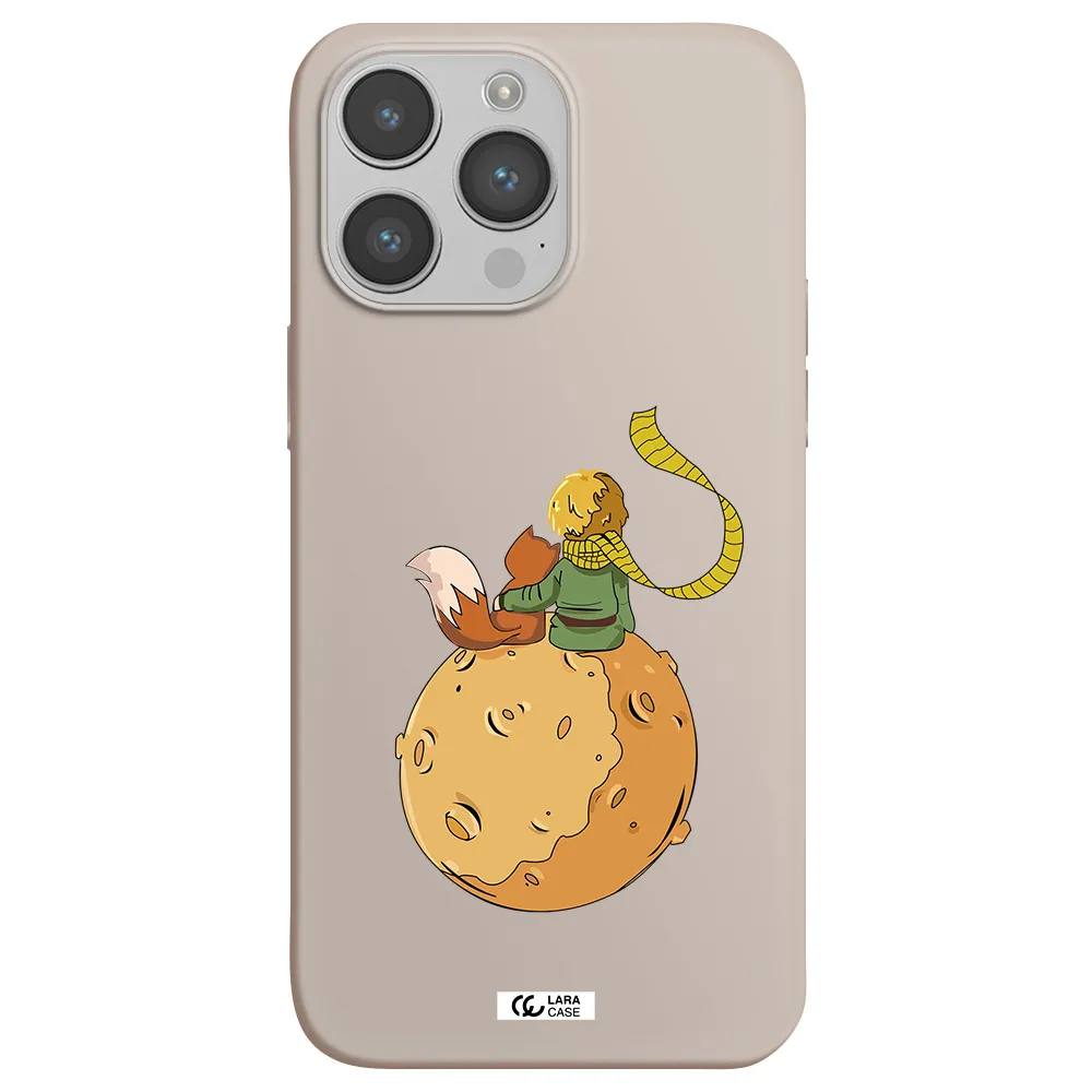 a cartoon of a fox and a fox sitting on a planet Apple iPhone 14 pro Silicone Stone Case