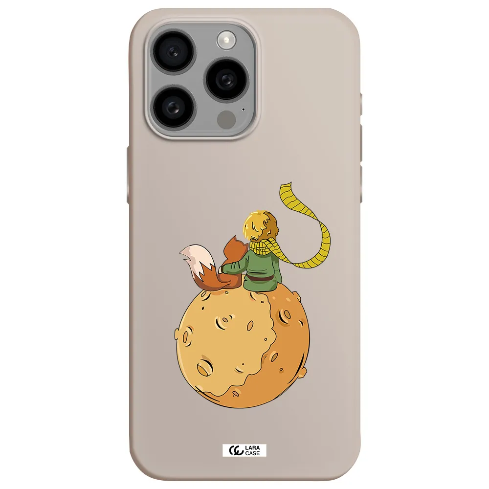 a cartoon of a fox and a fox sitting on a planet Apple Iphone 15 Pro max Silicone Stone Case
