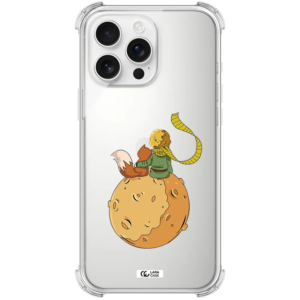 A Cartoon Of A Fox And A Fox Sitting On A Planet Apple Iphone 16 Pro Max Clear Pc Case