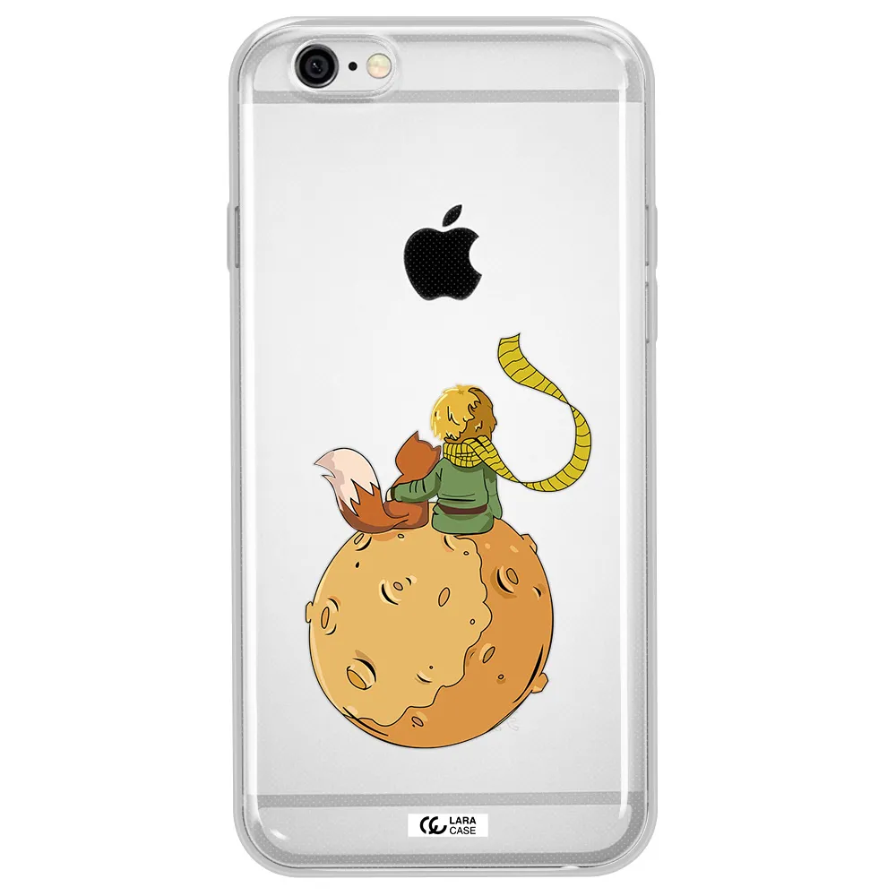 a cartoon of a fox and a fox sitting on a planet Apple iPhone 6 Clear TPU Case