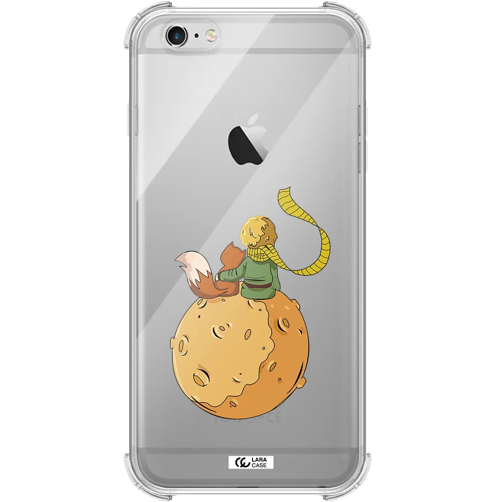 a cartoon of a fox and a fox sitting on a planet Apple iPhone 6 plus Clear PC Case