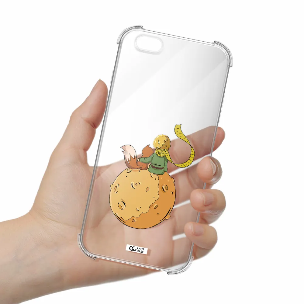 a cartoon of a fox and a fox sitting on a planet Apple iPhone 6 plus Clear PC Case