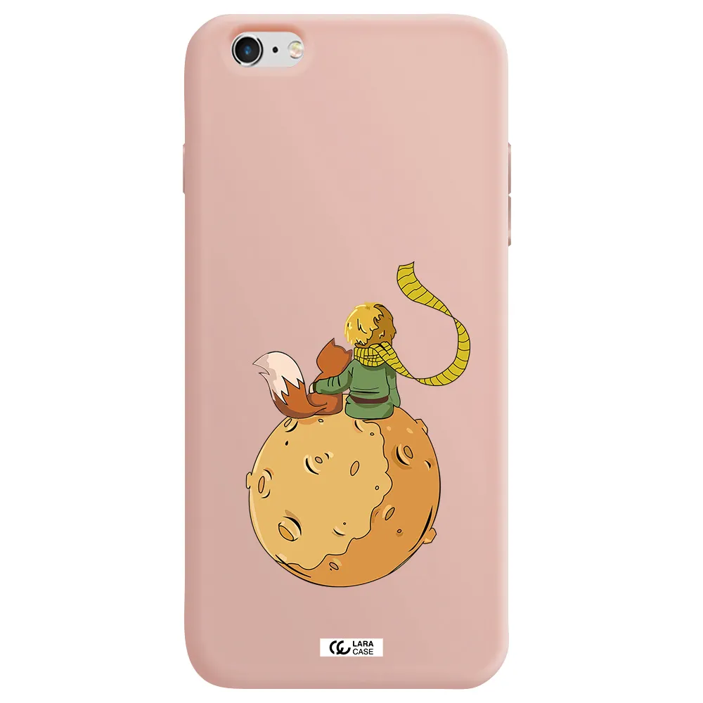 a cartoon of a fox and a fox sitting on a planet Apple iPhone 6 plus Silicone pastel pink Case