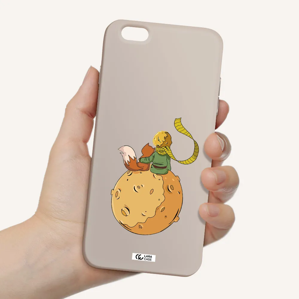 a cartoon of a fox and a fox sitting on a planet Apple iPhone 6 plus Silicone Stone Case