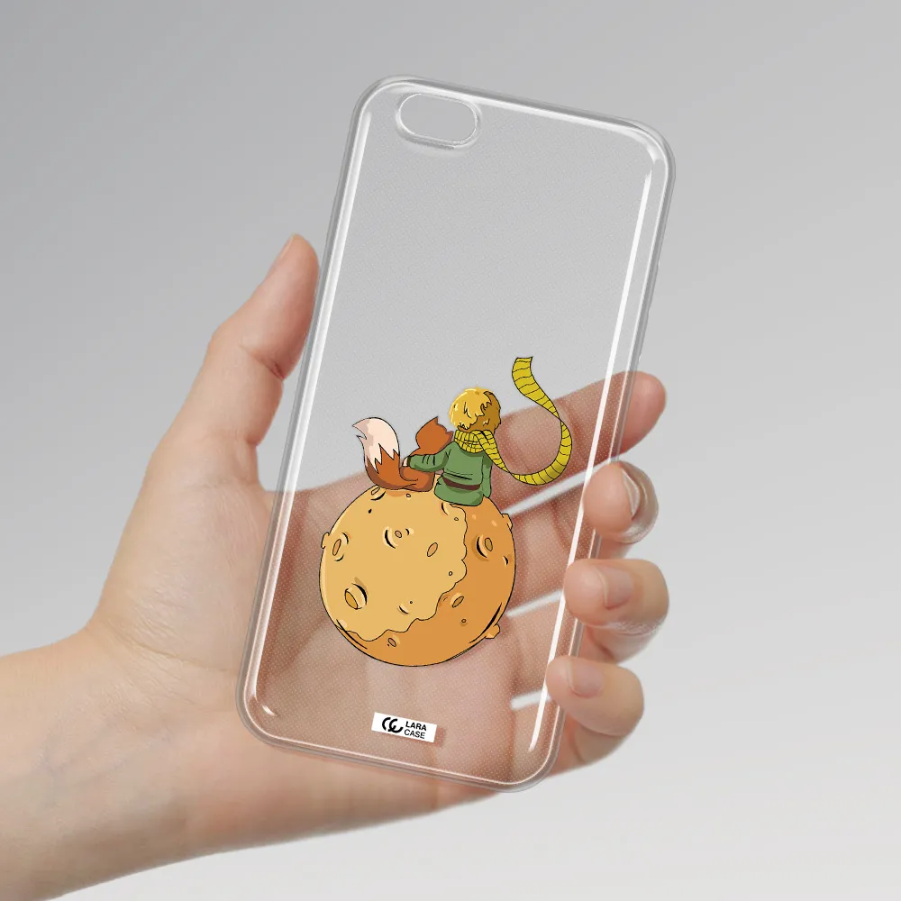 a cartoon of a fox and a fox sitting on a planet Apple iPhone 6 s plus Clear TPU Case