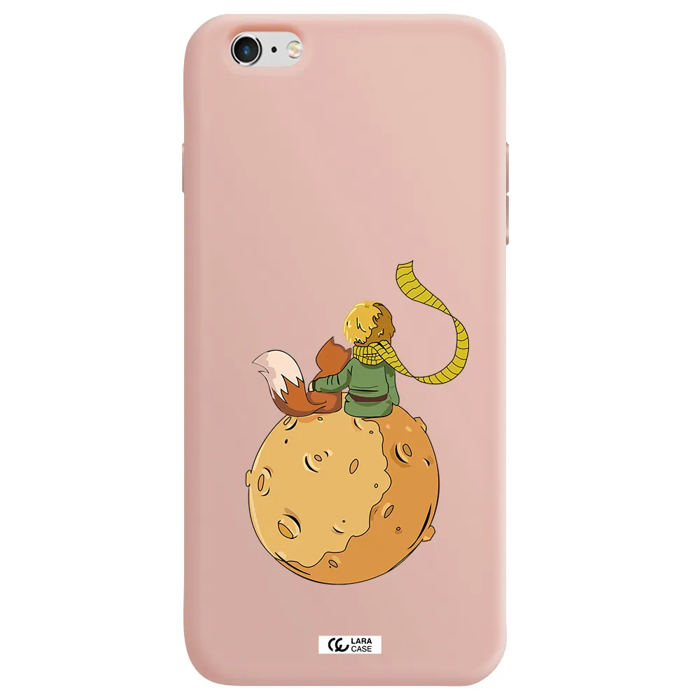 a cartoon of a fox and a fox sitting on a planet Apple iPhone 6 s plus Silicone pastel pink Case