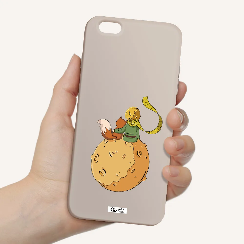 a cartoon of a fox and a fox sitting on a planet Apple iPhone 6 s plus Silicone Stone Case