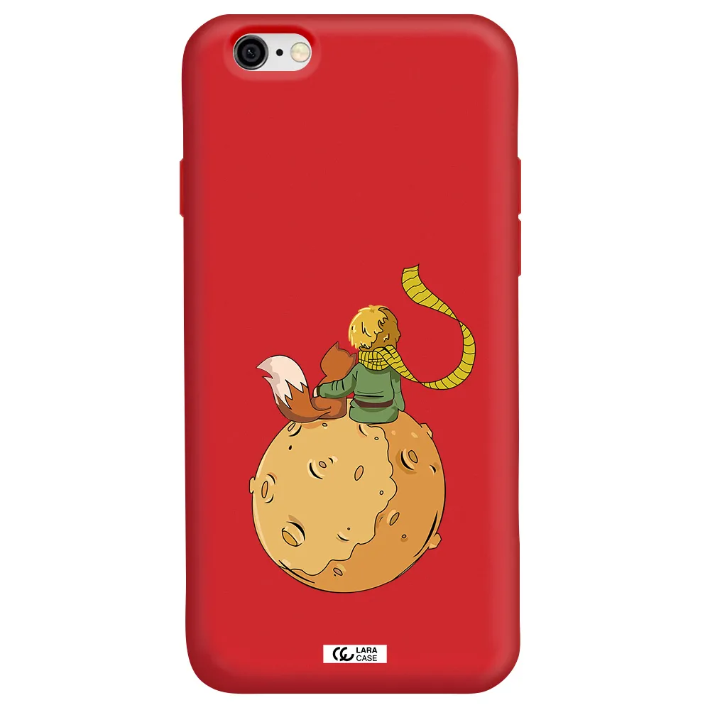 a cartoon of a fox and a fox sitting on a planet Apple iPhone 6 Silicone Imperial Red Case
