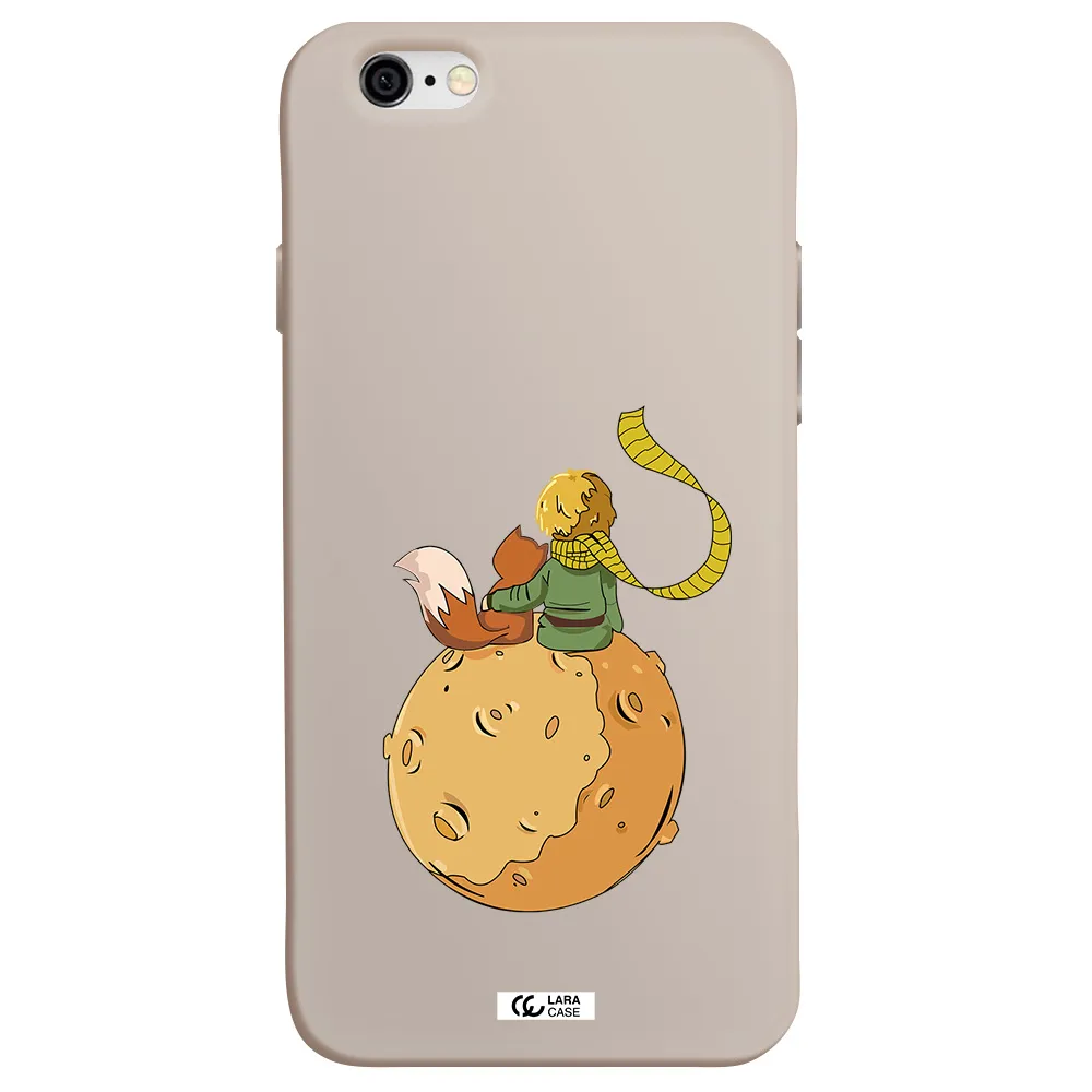 a cartoon of a fox and a fox sitting on a planet Apple iPhone 6 Silicone Stone Case
