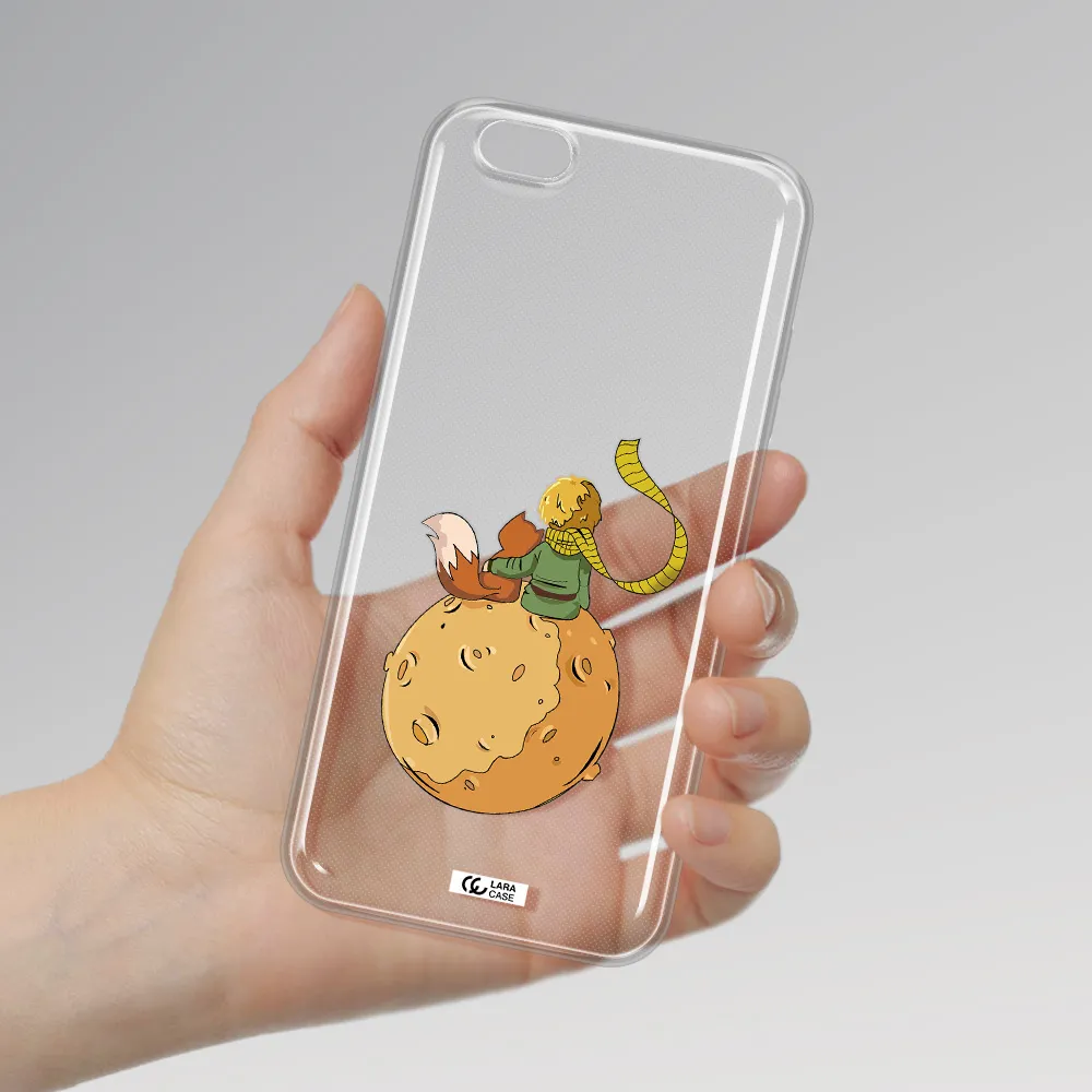 a cartoon of a fox and a fox sitting on a planet Apple iPhone 6S Clear TPU Case
