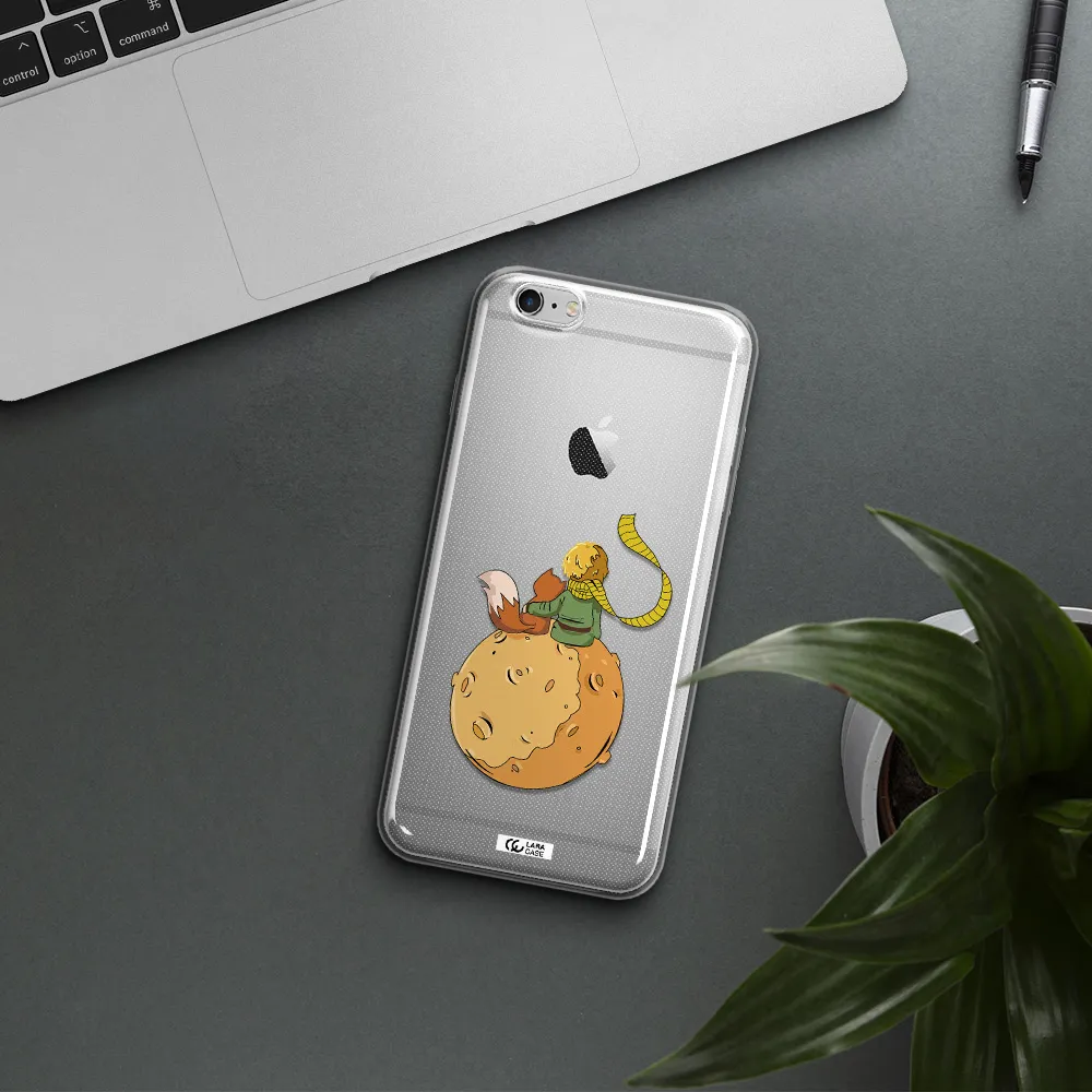 a cartoon of a fox and a fox sitting on a planet Apple iPhone 6S Clear TPU Case