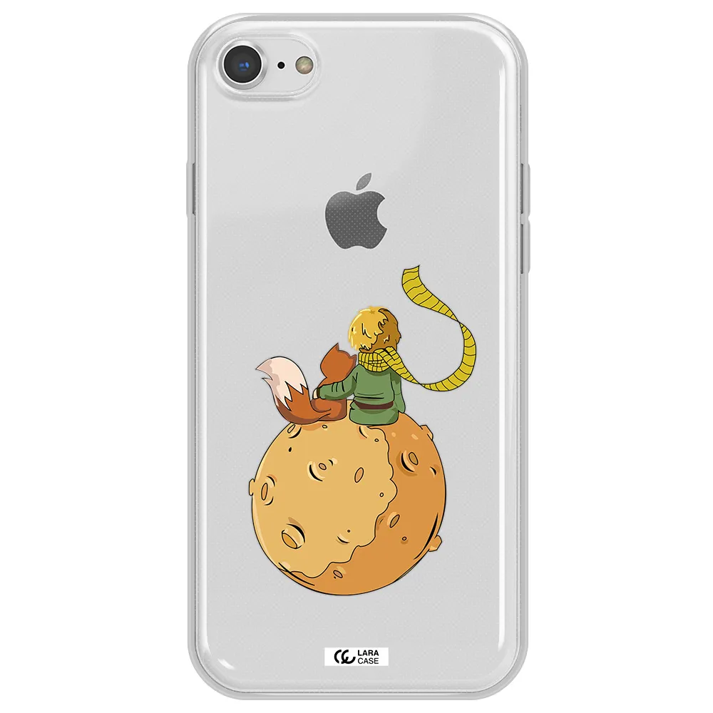 a cartoon of a fox and a fox sitting on a planet Apple iPhone 7 Clear TPU Case