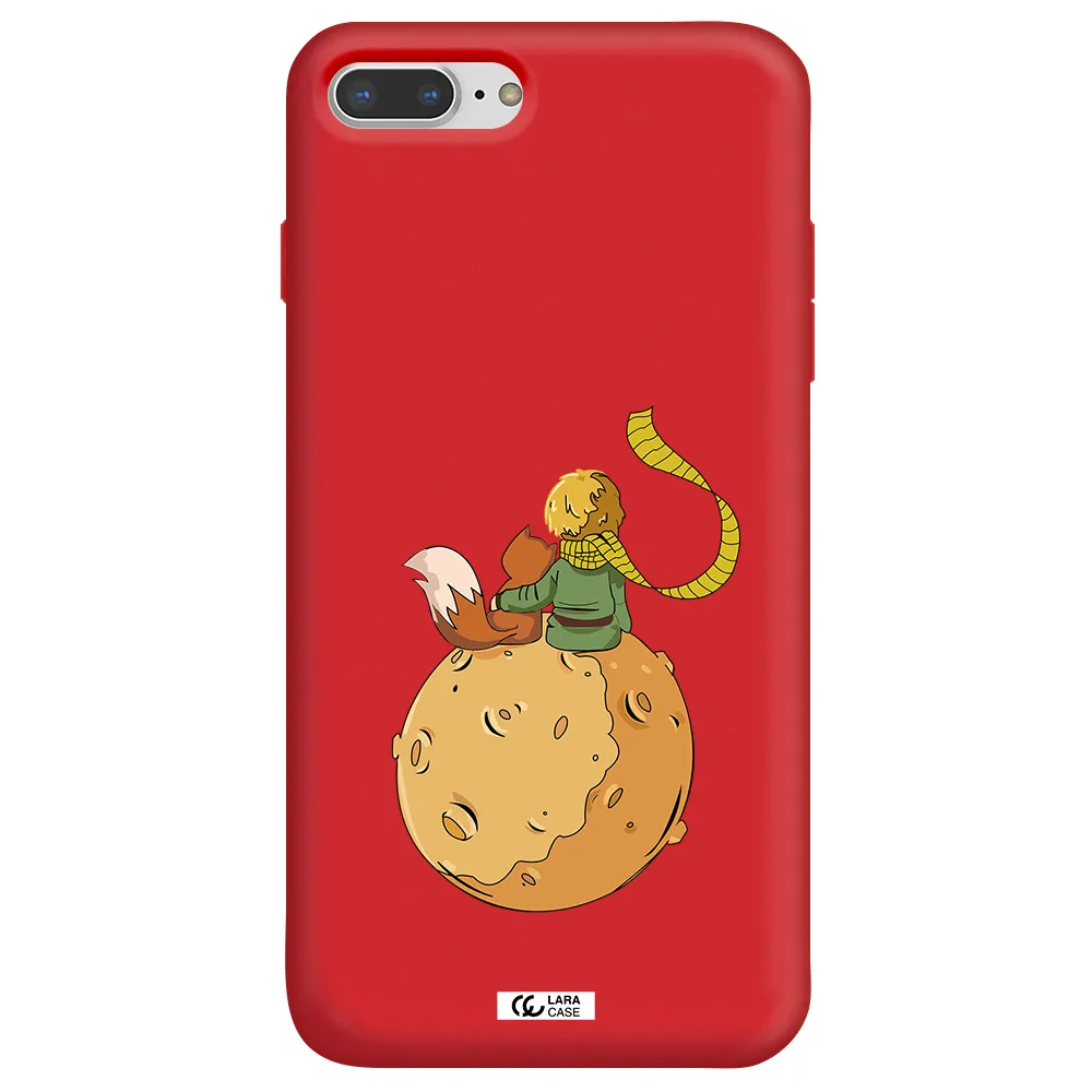 a cartoon of a fox and a fox sitting on a planet Apple iPhone 7 plus Silicone Imperial Red Case
