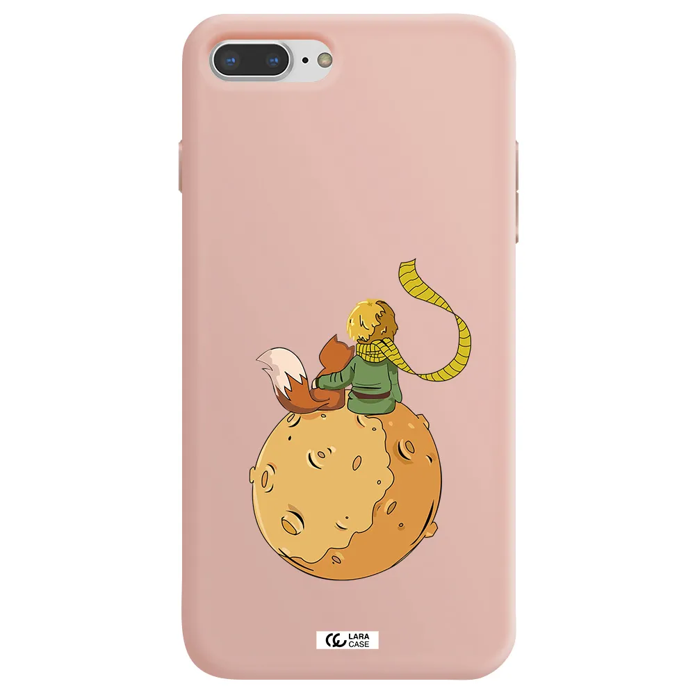 a cartoon of a fox and a fox sitting on a planet Apple iPhone 7 plus Silicone pastel pink Case