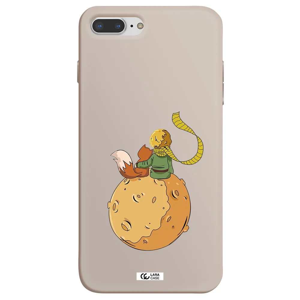 a cartoon of a fox and a fox sitting on a planet Apple iPhone 7 plus Silicone Stone Case