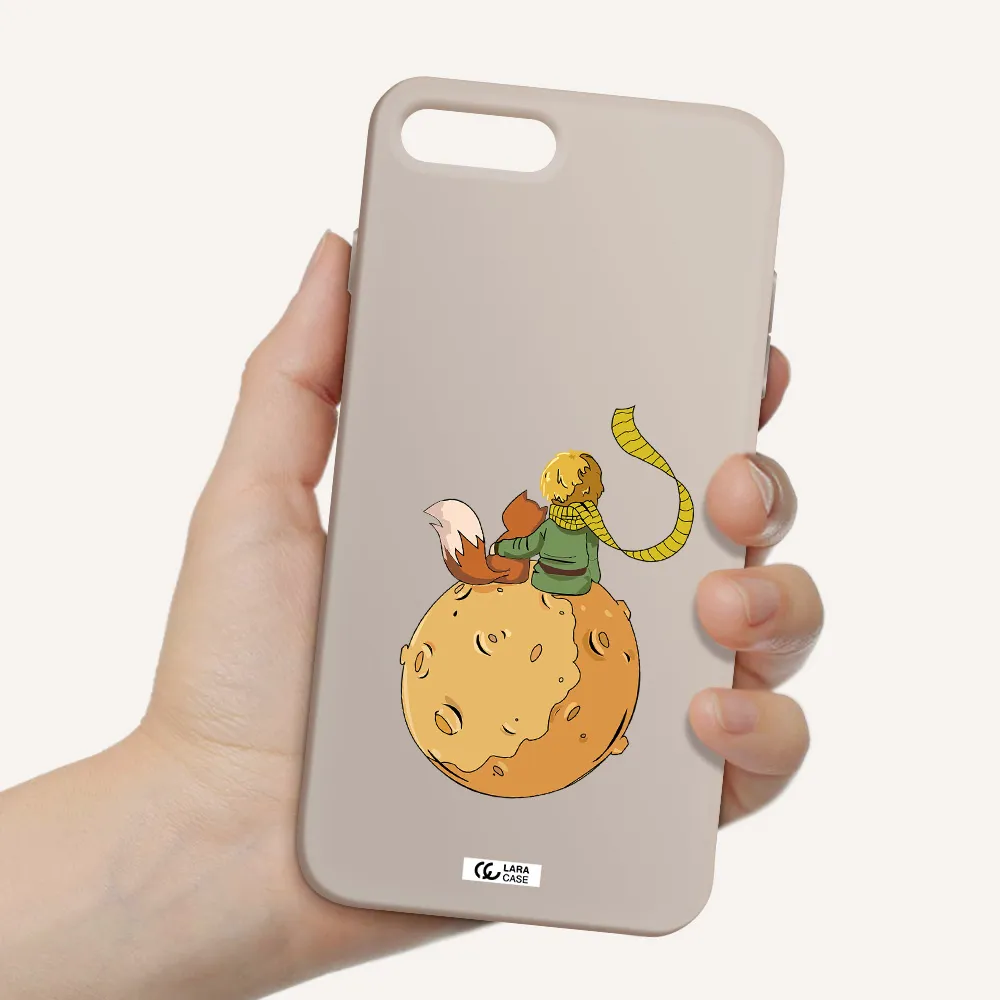 a cartoon of a fox and a fox sitting on a planet Apple iPhone 7 plus Silicone Stone Case