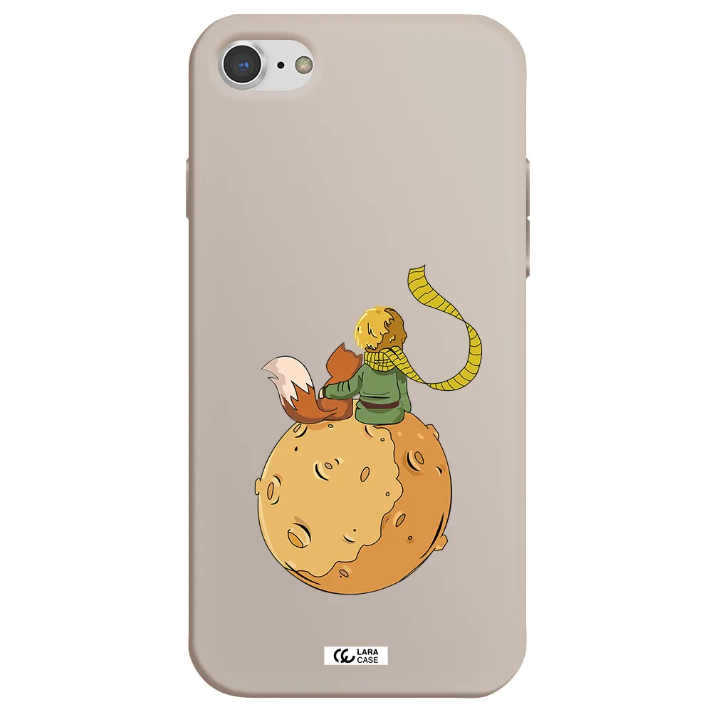 a cartoon of a fox and a fox sitting on a planet Apple iPhone 7 Silicone Stone Case
