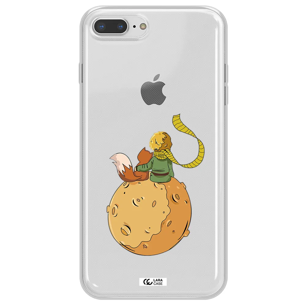 a cartoon of a fox and a fox sitting on a planet Apple iPhone 8 plus Clear TPU Case