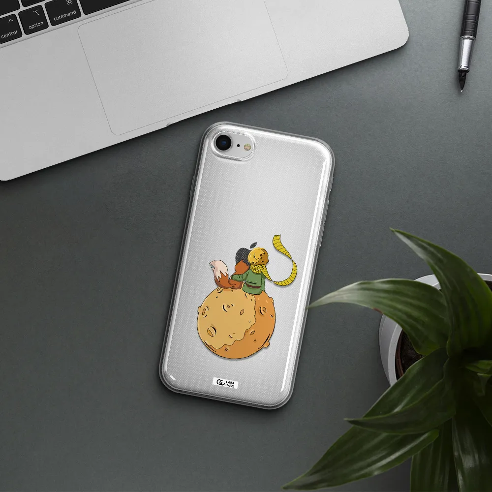A Cartoon Of A Fox And A Fox Sitting On A Planet Apple Iphone Se 2020 Clear Tpu Case