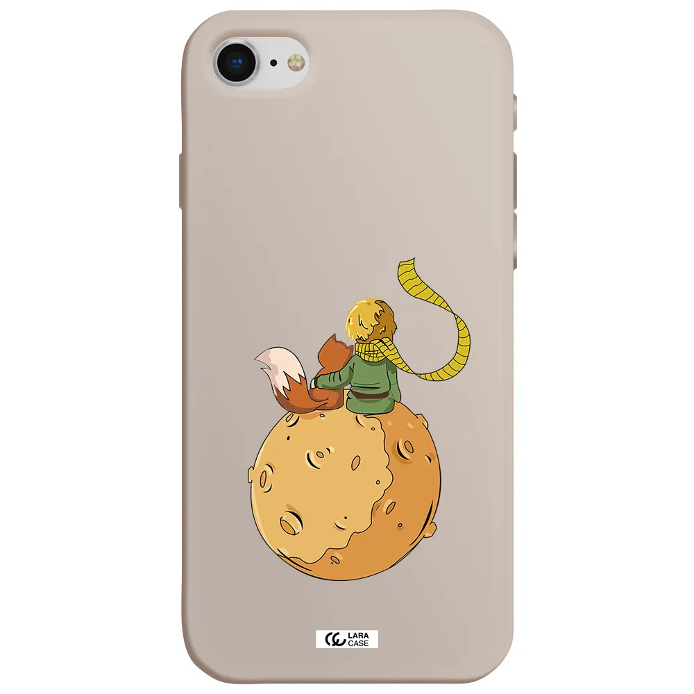a cartoon of a fox and a fox sitting on a planet Apple iPhone se 2020 Silicone Stone Case