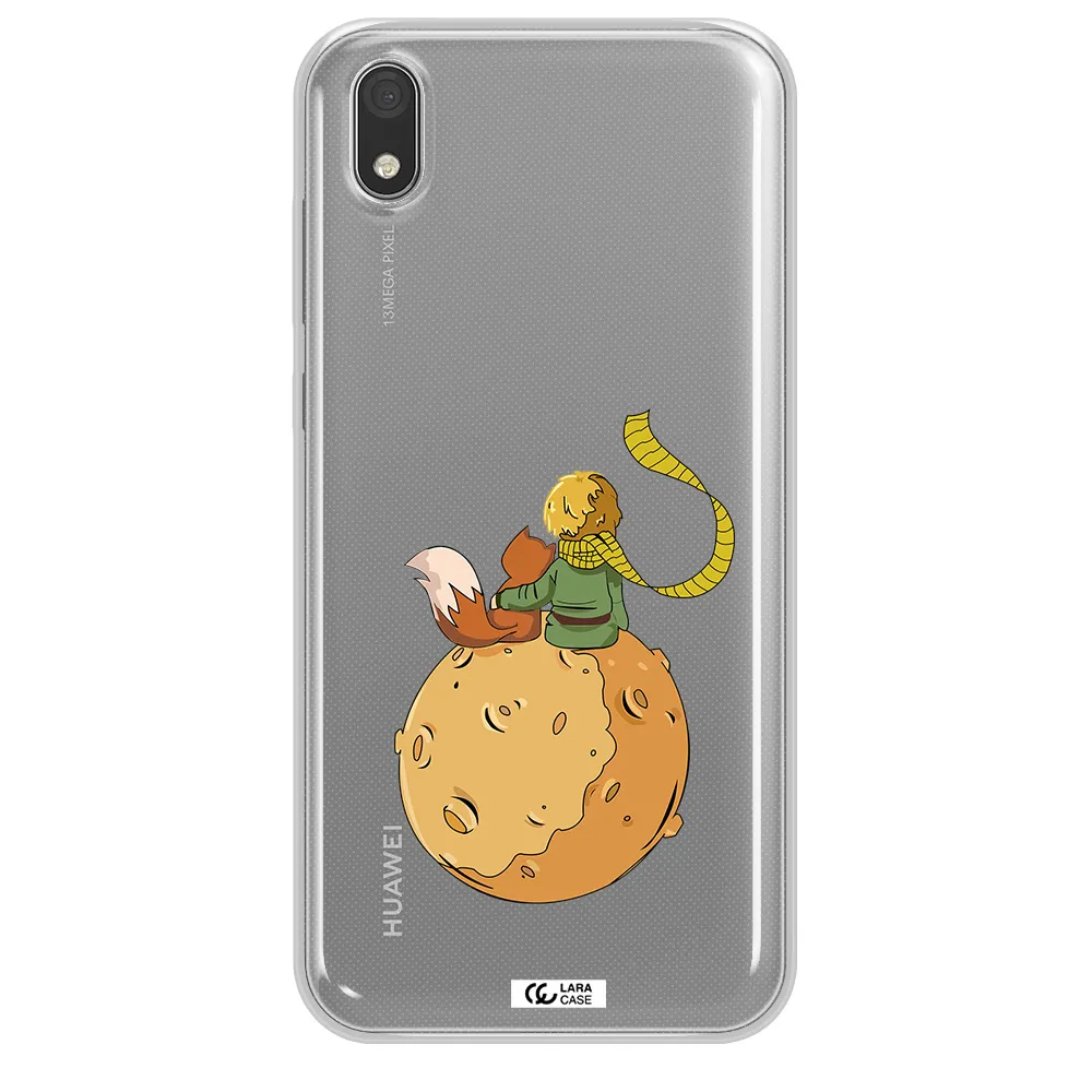 a cartoon of a fox and a fox sitting on a planet Huawei Honor 8S Clear TPU Case
